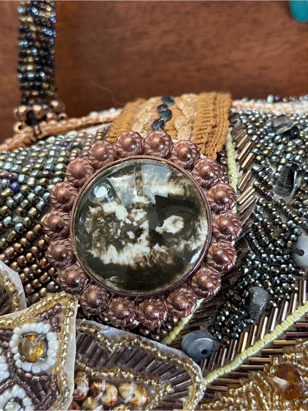 RARE Vintage Mary Frances Archival Beaded Top Handle Bag - 3D Butterfly Motif - Picture 7 of 16